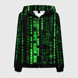 Толстовка 3D на молнии мужская ЗЕЛЁНЫЙ НЕОН НА ЧЁРНОМ, цвет: 3D-черный