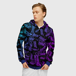 Толстовка 3D на молнии мужская STI NEON PATTERN, цвет: 3D-синий — фото 2