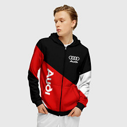 Толстовка 3D на молнии мужская Audi Ауди Черный Красный Белый, цвет: 3D-черный — фото 2