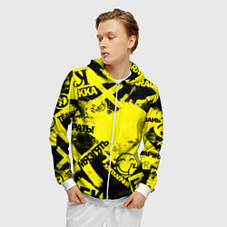 Толстовка 3D на молнии мужская Черно-желтый беспредел, цвет: 3D-белый — фото 2