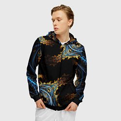 Толстовка 3D на молнии мужская Огненные фракталы 3d, цвет: 3D-черный — фото 2