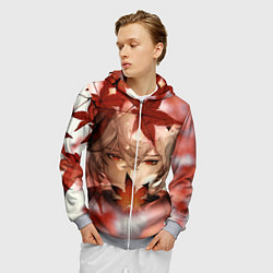 Толстовка 3D на молнии мужская Кадзуха и кленовые листья, цвет: 3D-меланж — фото 2