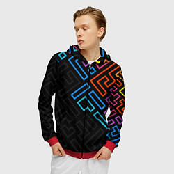 Толстовка 3D на молнии мужская НЕОНОВЫЕ ФИГУРЫ НЕОН, цвет: 3D-красный — фото 2