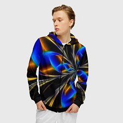 Толстовка 3D на молнии мужская Neon vanguard pattern Fashion 2023, цвет: 3D-черный — фото 2