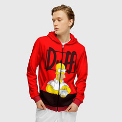 Толстовка 3D на молнии мужская Homer Duff, цвет: 3D-красный — фото 2