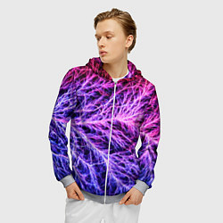 Толстовка 3D на молнии мужская Авангардный неоновый паттерн Мода Avant-garde neon, цвет: 3D-меланж — фото 2