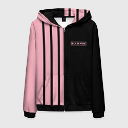 Толстовка 3D на молнии мужская BLACKPINK HALF BLACK-PINK MINI LOGO, цвет: 3D-черный