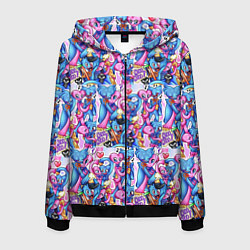 Толстовка 3D на молнии мужская POPPY PLAYTIME HAGGY WAGGY AND KISSY MISSY LOVE, цвет: 3D-черный