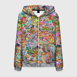 Толстовка 3D на молнии мужская MY SINGING MONSTERS Все персонажи, цвет: 3D-меланж
