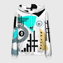 Толстовка 3D на молнии мужская Абстрактный современный дизайн, цвет: 3D-белый