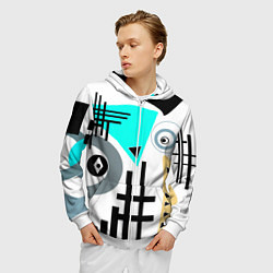 Толстовка 3D на молнии мужская Абстрактный современный дизайн, цвет: 3D-белый — фото 2