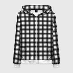 Толстовка 3D на молнии мужская Black and white trendy checkered pattern, цвет: 3D-белый