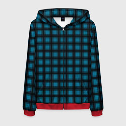 Толстовка 3D на молнии мужская Black and blue plaid, цвет: 3D-красный