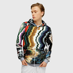 Толстовка 3D на молнии мужская Glitch pattern - fashion trend, цвет: 3D-меланж — фото 2