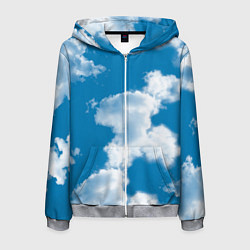 Толстовка 3D на молнии мужская Небо в облаках, цвет: 3D-меланж