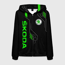 Толстовка 3D на молнии мужская SKODA - БРОНЯ БУДУЩЕГО, цвет: 3D-черный