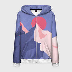 Мужская толстовка на молнии Пейзаж гор и леса в стиле ретро