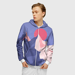 Толстовка 3D на молнии мужская Пейзаж гор и леса в стиле ретро, цвет: 3D-белый — фото 2