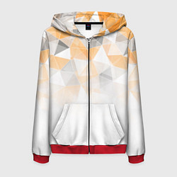 Толстовка 3D на молнии мужская Однотонный белый и желто-серый геометрический, цвет: 3D-красный
