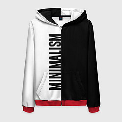 Толстовка 3D на молнии мужская MINIMALISM - BLACK AND WHITE, цвет: 3D-красный