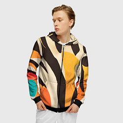 Толстовка 3D на молнии мужская Сафари узоры, цвет: 3D-черный — фото 2
