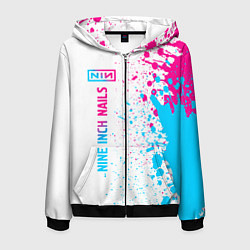 Толстовка 3D на молнии мужская Nine Inch Nails neon gradient style: по-вертикали, цвет: 3D-черный
