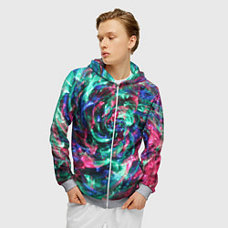 Толстовка 3D на молнии мужская Цветной круговорот, цвет: 3D-меланж — фото 2