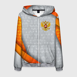 Толстовка 3D на молнии мужская Orange & silver Russia, цвет: 3D-меланж