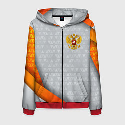 Толстовка 3D на молнии мужская Orange & silver Russia, цвет: 3D-красный