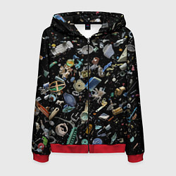 Толстовка 3D на молнии мужская Пластиковый мусор - всякая всячина!, цвет: 3D-красный