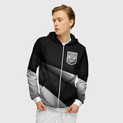Толстовка 3D на молнии мужская Russia - black & white, цвет: 3D-белый — фото 2