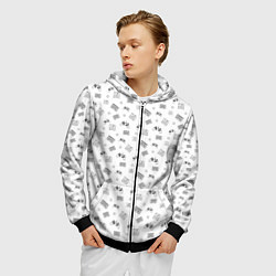 Толстовка 3D на молнии мужская 90s pattern on white, цвет: 3D-черный — фото 2