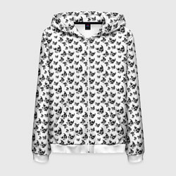 Толстовка 3D на молнии мужская Череп без челюсти, цвет: 3D-белый