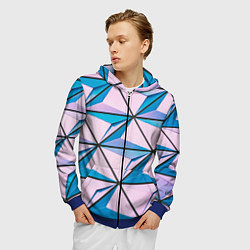 Толстовка 3D на молнии мужская Абстрактные геометрические панели, цвет: 3D-синий — фото 2