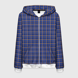 Мужская толстовка на молнии Синий с горчичным в клетку