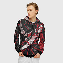 Толстовка 3D на молнии мужская Японская змея уроборос, цвет: 3D-черный — фото 2