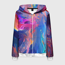 Толстовка 3D на молнии мужская Splash of colors, цвет: 3D-белый