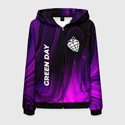 Толстовка 3D на молнии мужская Green Day violet plasma, цвет: 3D-черный