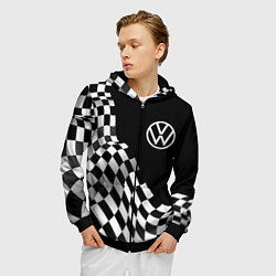Толстовка 3D на молнии мужская Volkswagen racing flag, цвет: 3D-черный — фото 2