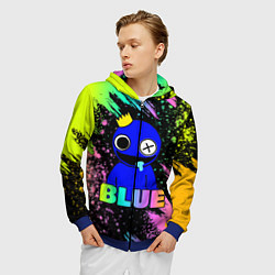 Толстовка 3D на молнии мужская Rainbow Friends - Blue, цвет: 3D-синий — фото 2