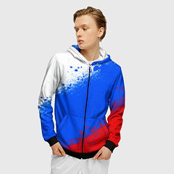 Толстовка 3D на молнии мужская Флаг России - триколор, цвет: 3D-черный — фото 2