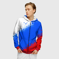 Толстовка 3D на молнии мужская Флаг России - триколор, цвет: 3D-красный — фото 2