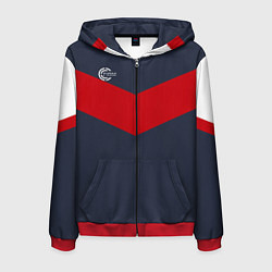 Толстовка 3D на молнии мужская FIRM темно-синий с красной полосой, цвет: 3D-красный