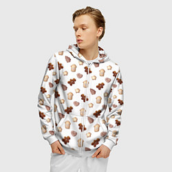 Толстовка 3D на молнии мужская Новогоднее печенье - паттерн, цвет: 3D-белый — фото 2
