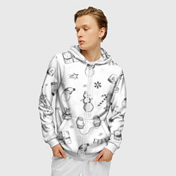 Толстовка 3D на молнии мужская Новогодний настрой, цвет: 3D-белый — фото 2