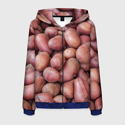 Толстовка 3D на молнии мужская Картофельные клубни, цвет: 3D-синий