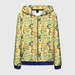 Толстовка 3D на молнии мужская Денежные знаки, цвет: 3D-синий