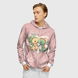Толстовка 3D на молнии мужская Миссис и Мистр Влюбленные динозавры, цвет: 3D-белый — фото 2