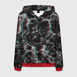 Толстовка 3D на молнии мужская Сеть нейронов, цвет: 3D-красный