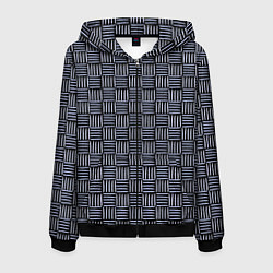 Толстовка 3D на молнии мужская Паттерн из голубых линий, цвет: 3D-черный